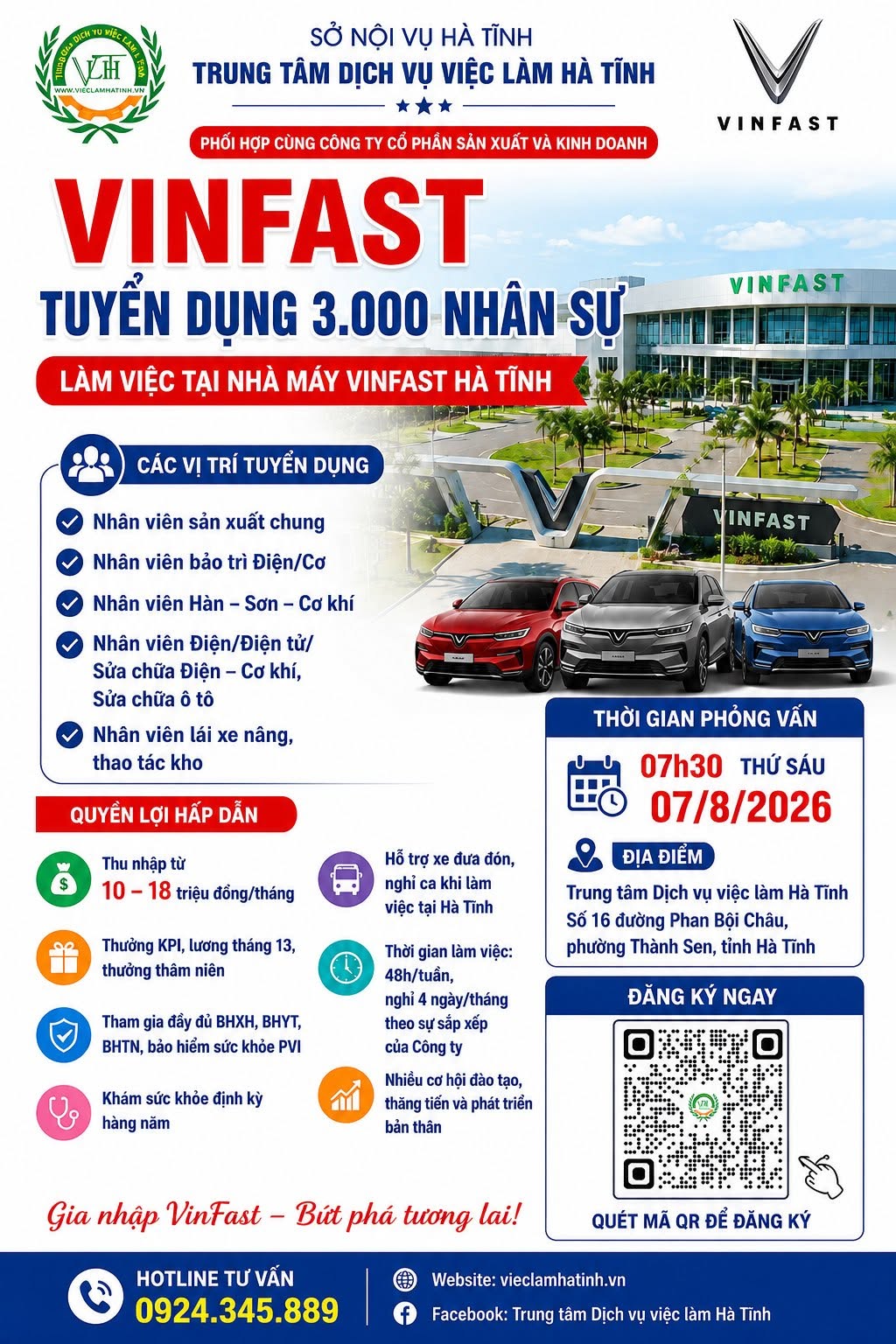 Tuyển dụng 3000 nhân sự làm việc tại nhà máy VINFAT Hà Tĩnh