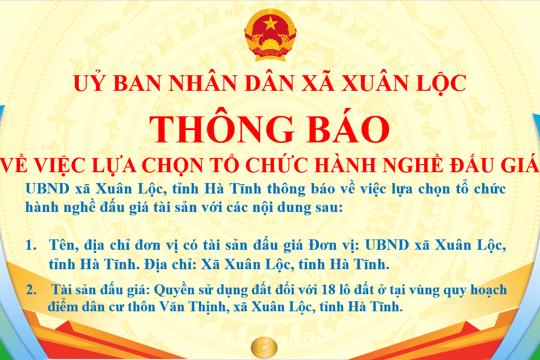 Thông báo về việc lựa chọn tổ chức hành nghề Đấu giá tài sản 
