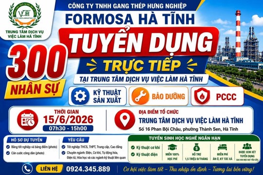 Thông báo tuyển dụng lao động tại công ty TNHH Gang thép Hưng nghiệp Formosa Hà Tĩnh